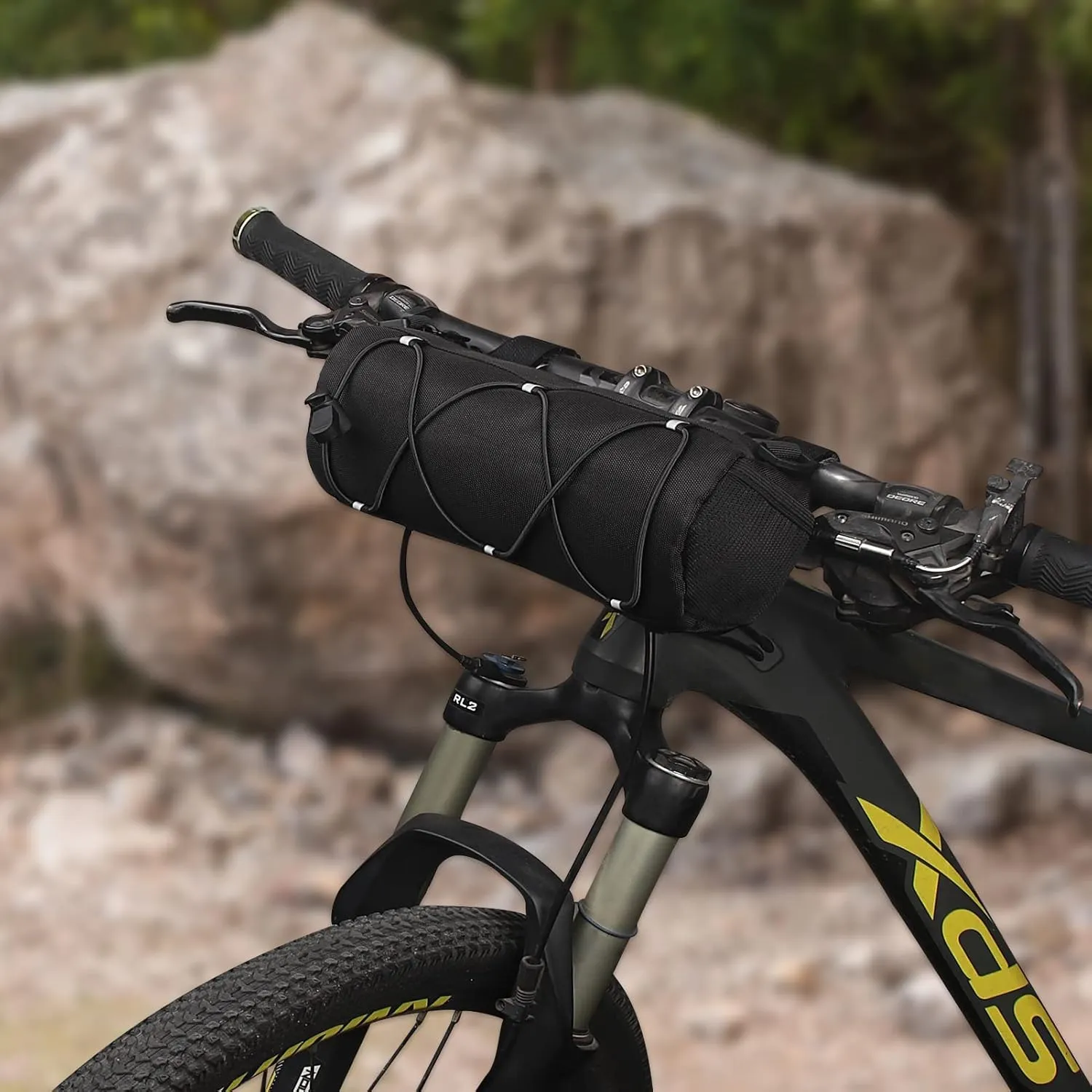KOSIBATE Bike Handlebar Bag,Bicycle Handlebar bag,Bike Frame Bag with Shoulder Strap,Bicycle Front Bag Fram Storage Roll Bag Mountain Road Bikes Bicycle Accessories, Bike Pouch for Bicycle (