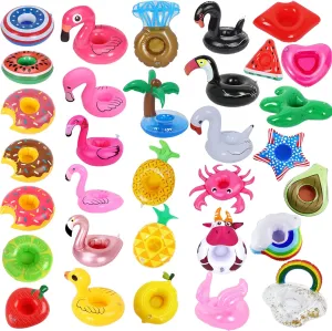 LanMa 32 Pack Inflatable Drink Holders, Drink Floats Inflatable Pool Cup Holder Coasters for Pool Party