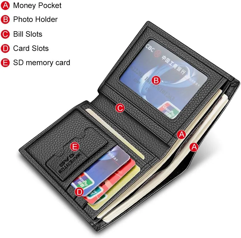 LAORENTOU Genuine Leather Wallets for Men, Gift Box Packing Men's Slim Wallets Credit Card Holders Casual Men Purses