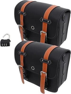 Large Capacity Saddlebags Handmade Pu Leather Motorcycle Bag Set for Sidebags