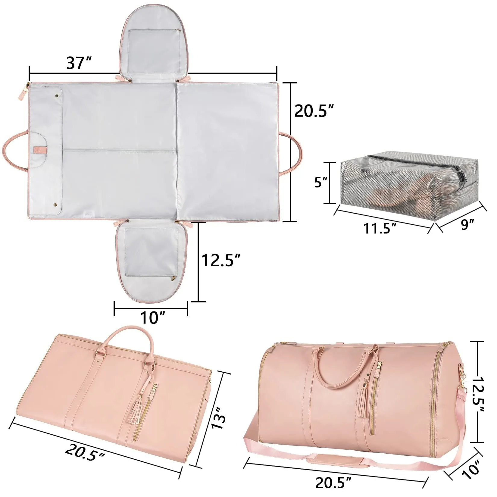 Large Capacity Travel Duffle Bag, Women's Handbag, Folding Suit Carrier, Waterproof Clothes Totes