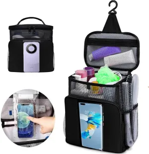 Large Mesh Shower Caddy for guys girls,Bathroom Bag,Portable Shower Caddy for College Dorm Room,Hanging Toiletry Bags for Traveling,Gym Camping Cruise Ship Travel Essentials Shower Bag-Black