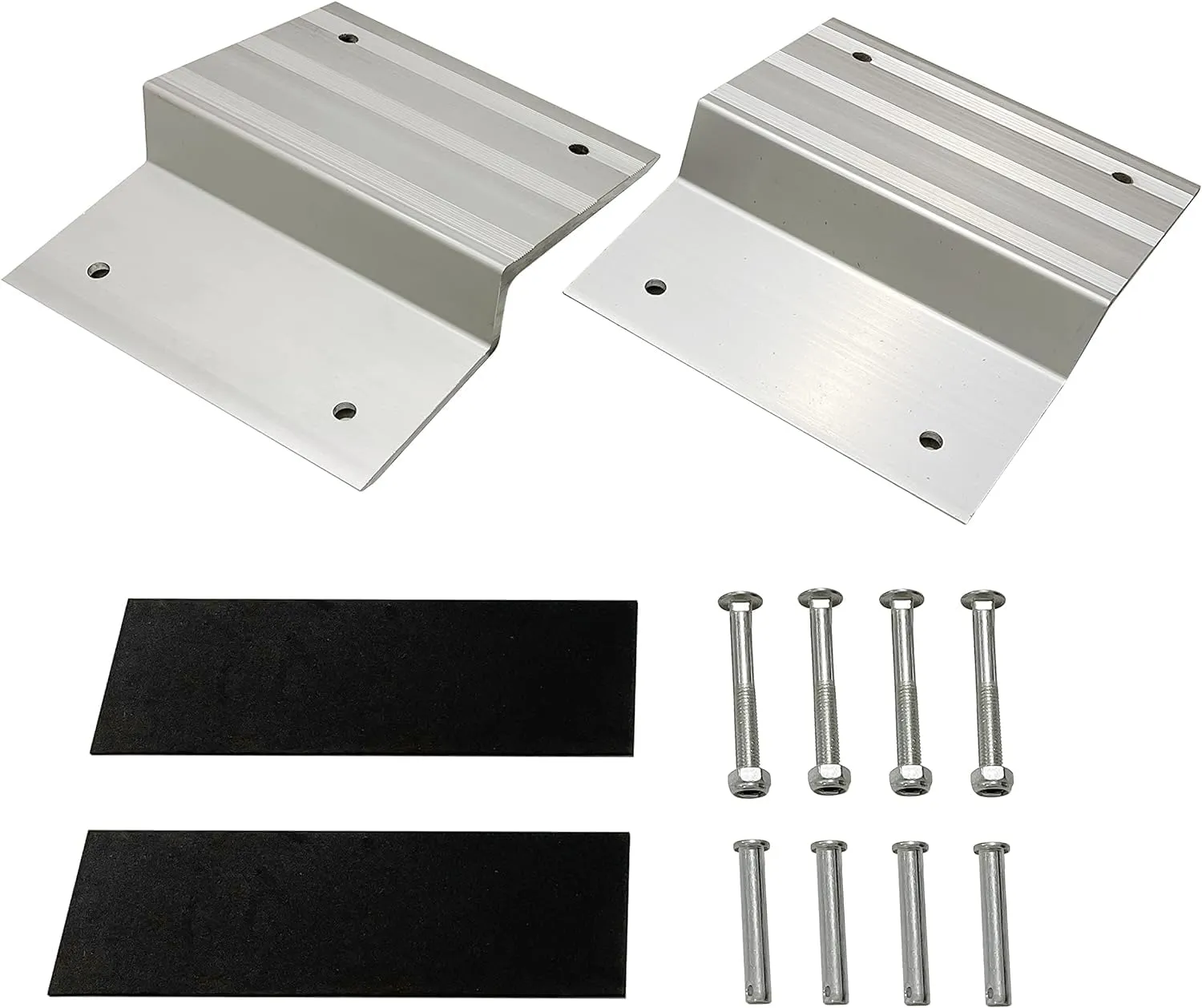 LARIN Aluminum Ramp Kit, 8 Inch Skid-Resistant Ramp Plates with Protective Pads for Truck, Van, Trailer Loading/Unloading, Ideal for ATVs, Motorcycles, Lawn Equipment (8 inch)