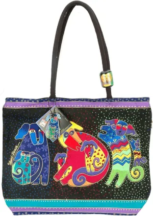 Laurel Burch Shoulder Zipper Top, Dogs and Doggies,Blue