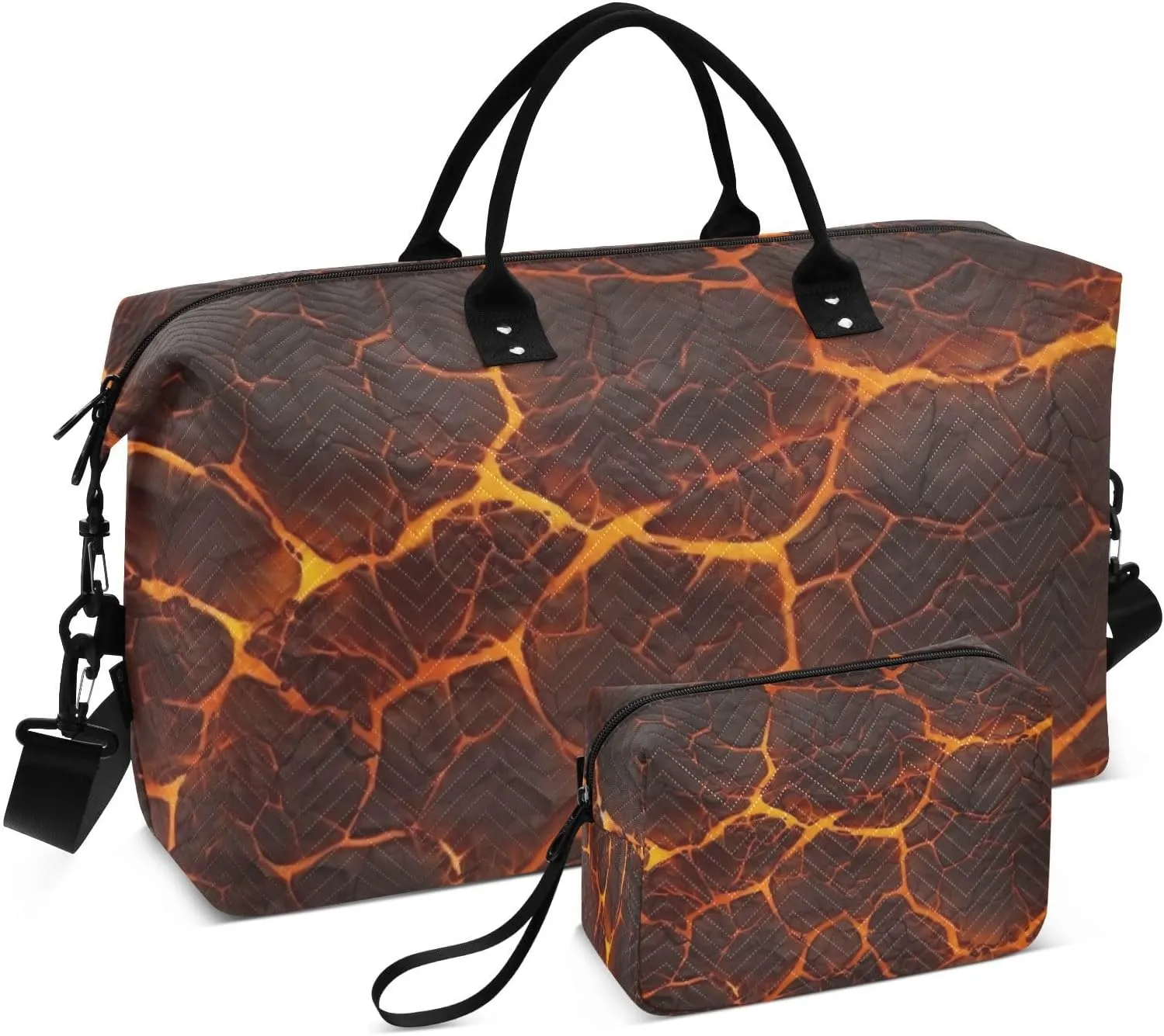 Lava Texture Travel Duffel Bag, Shoulder Weekender Overnight Bags - Large Gym Bag with Wet Pocket