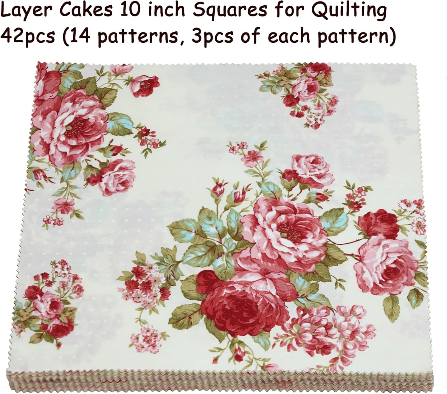 Layer Cakes 10 inch Squares for Quilting, Clearance Layer Cake Fabric for Quilting 10 inch, 10" Squares 42 10x10 inch Squares Layer Cake Print Floral Fabrics