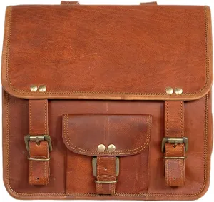 Leather Bike Panniers Bicycle Handlebar Bag (Dark brown)