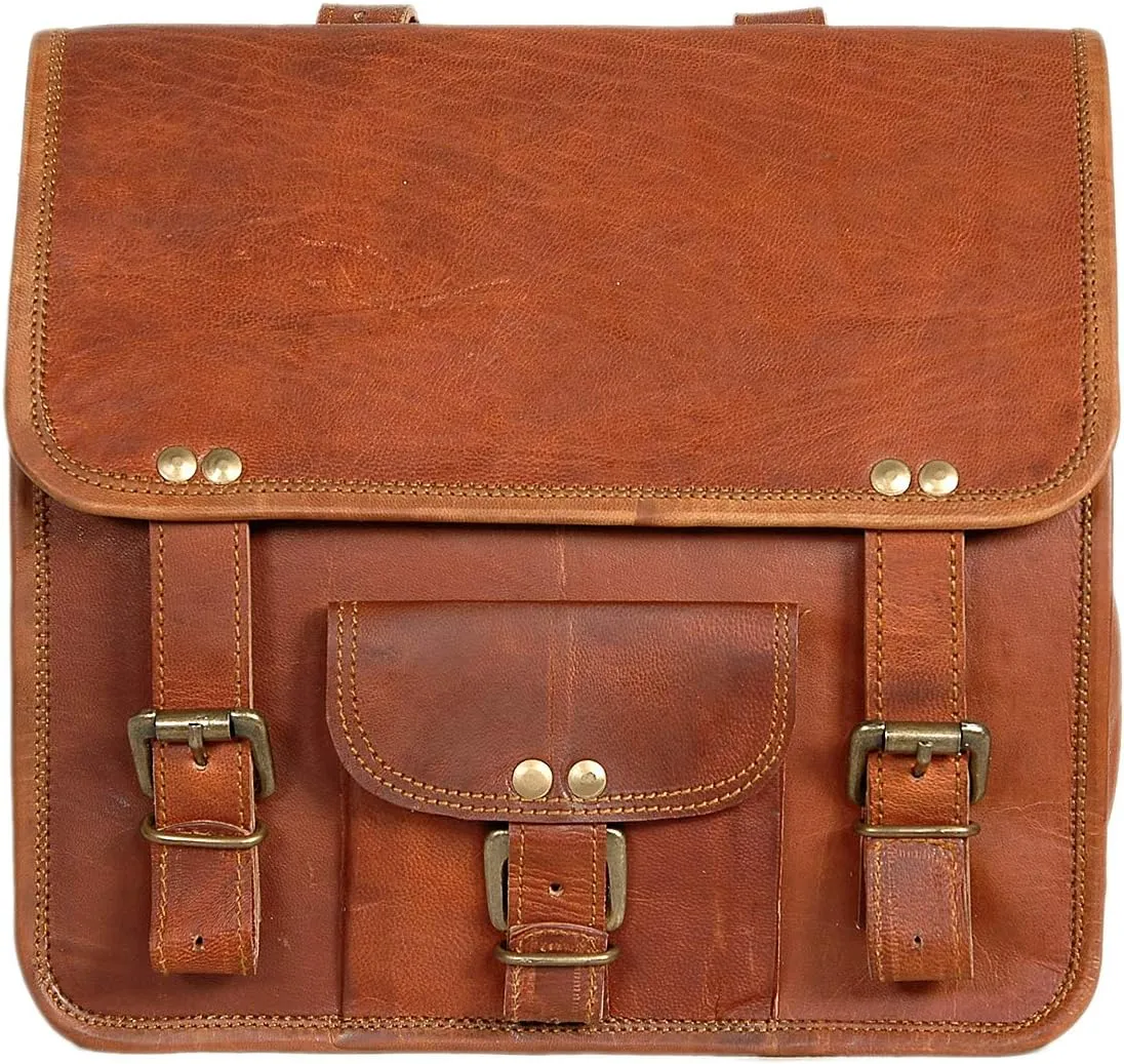 Leather Bike Panniers Bicycle Handlebar Bag (Dark brown)