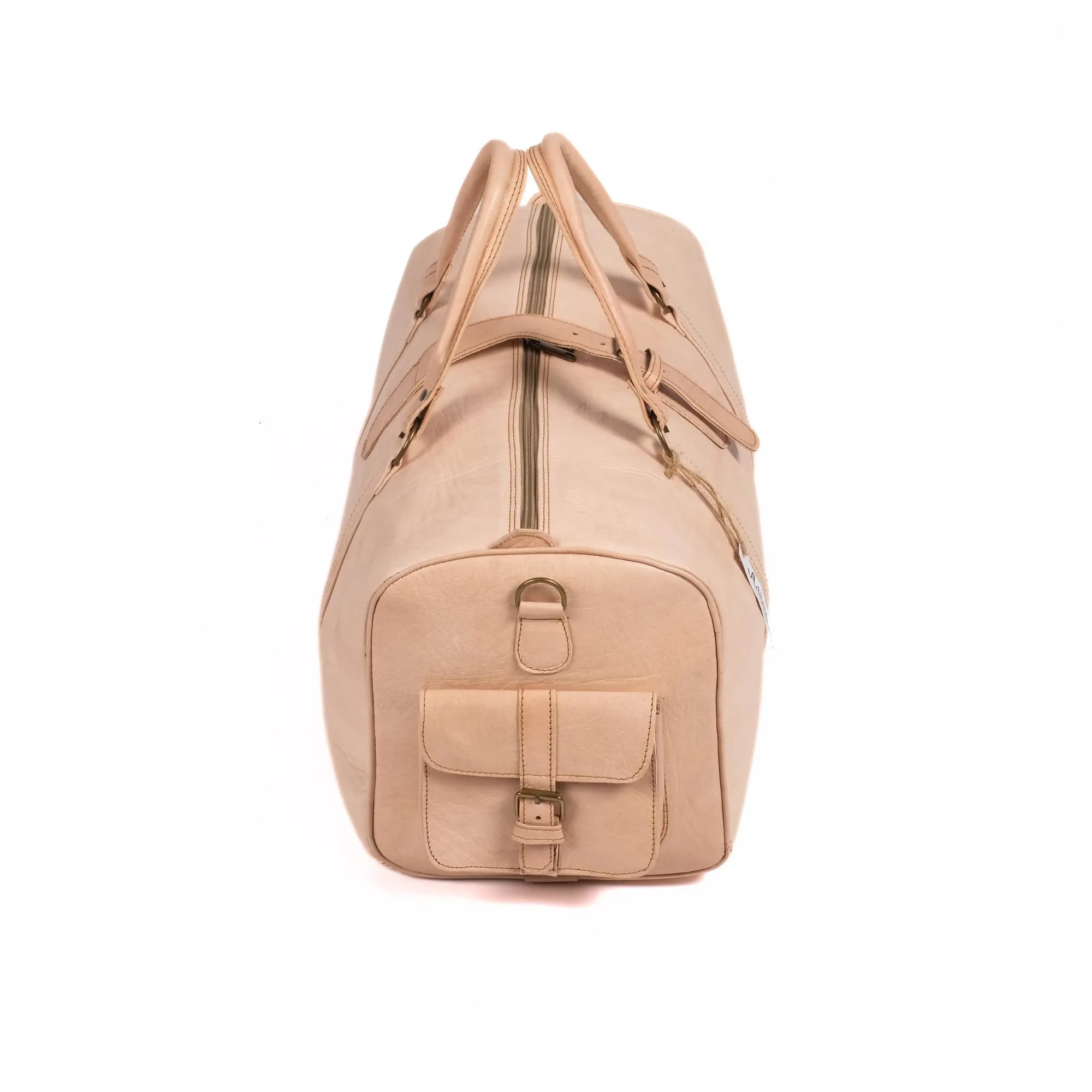 Leather Duffel Bag, Weekender Natural Leather Travel Bag
