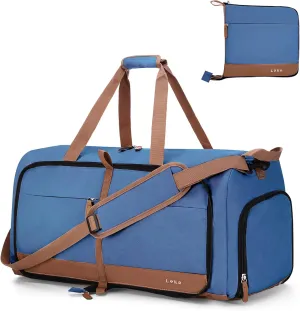 Lekesky Foldable Travel Duffel Bag for Women, 80L Large Duffle Bag with Separate Shoes Compartments & Straps, Carry On Weekend Bag for Women, Hospital, Overnight(Navy Blue)