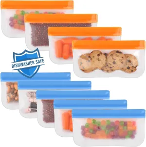Lerine Reusable Snack Bags Dishwasher Safe,9 Pack Reusable Bags Silicone Extra Thick Leak-proof Reusable Food Storage Bags for Candy, Snack, Sandwich, Cereal, Travel Items, Home Organization