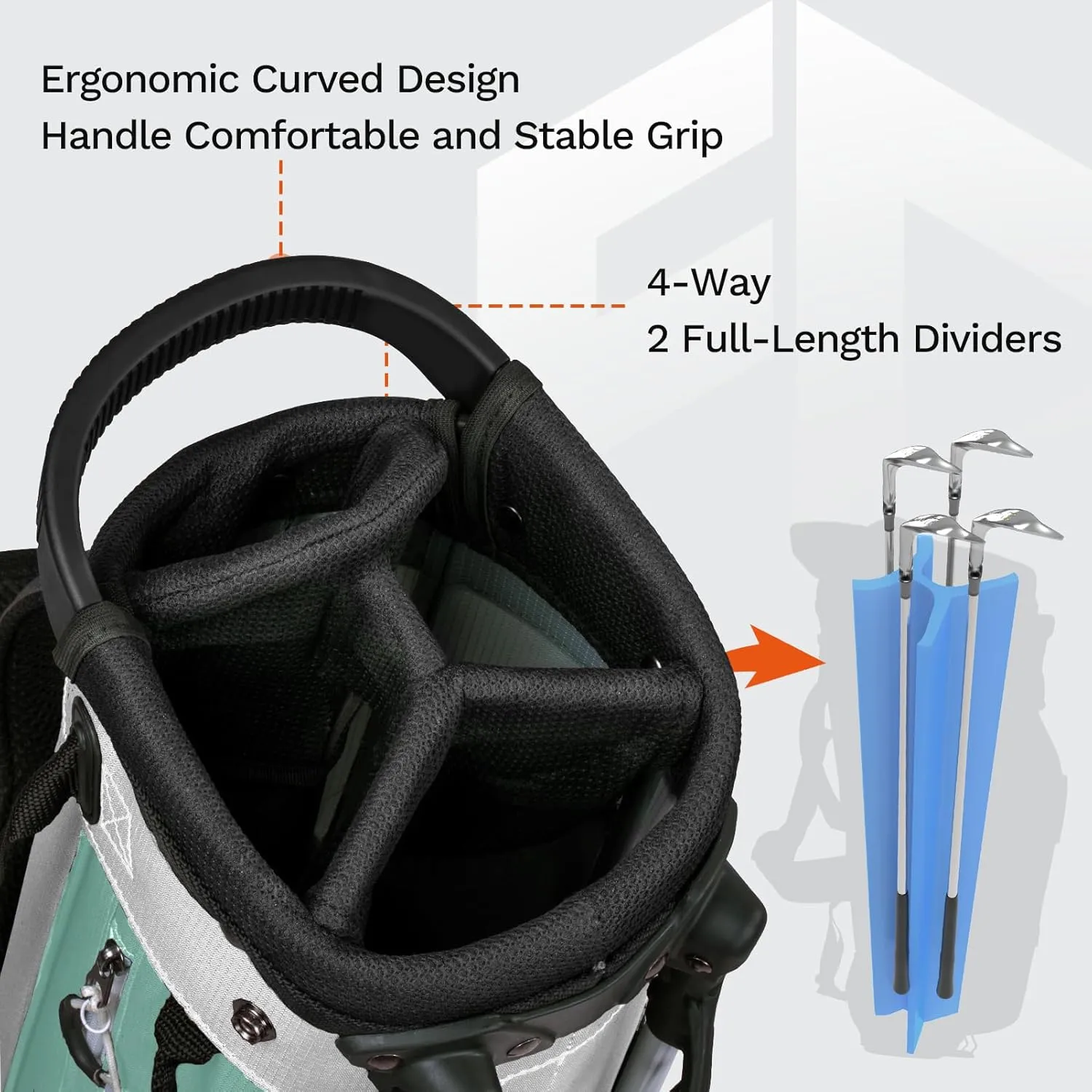 Lightweight Golf Stand Bag, 4-Way Full-Length Dividers, Holds Up to 10 Clubs, 3.7 lbs Golf Bag with Dual Straps & Stand for Driving Range, Par 3, and Standard Courses