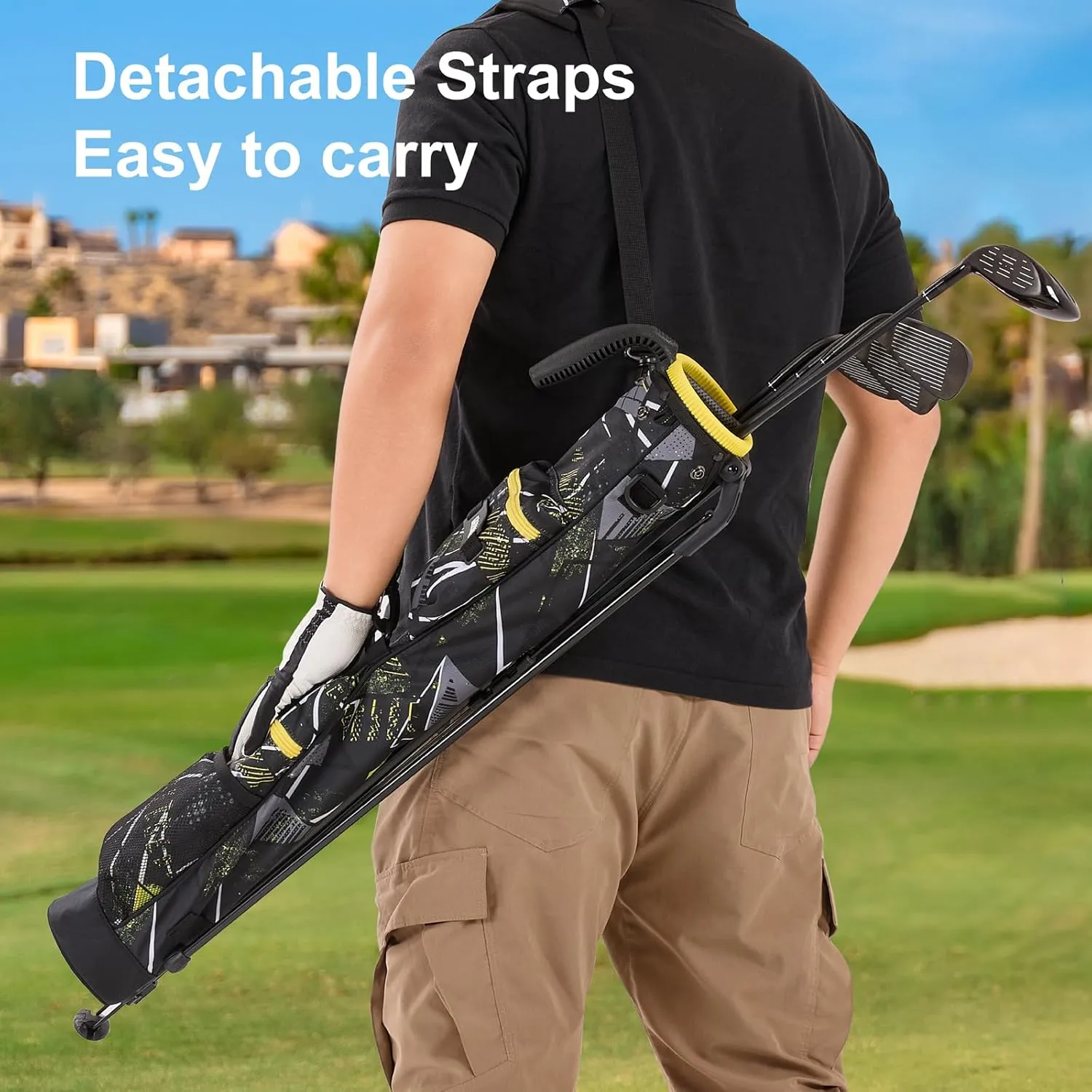 Lightweight Golf Stand Bag with 2-Way Dividers, Easy-to-Carry Par 3 Golf Bag, Pitch n Putt Golf Bag with Multiple Pockets for Clubs and Accessories