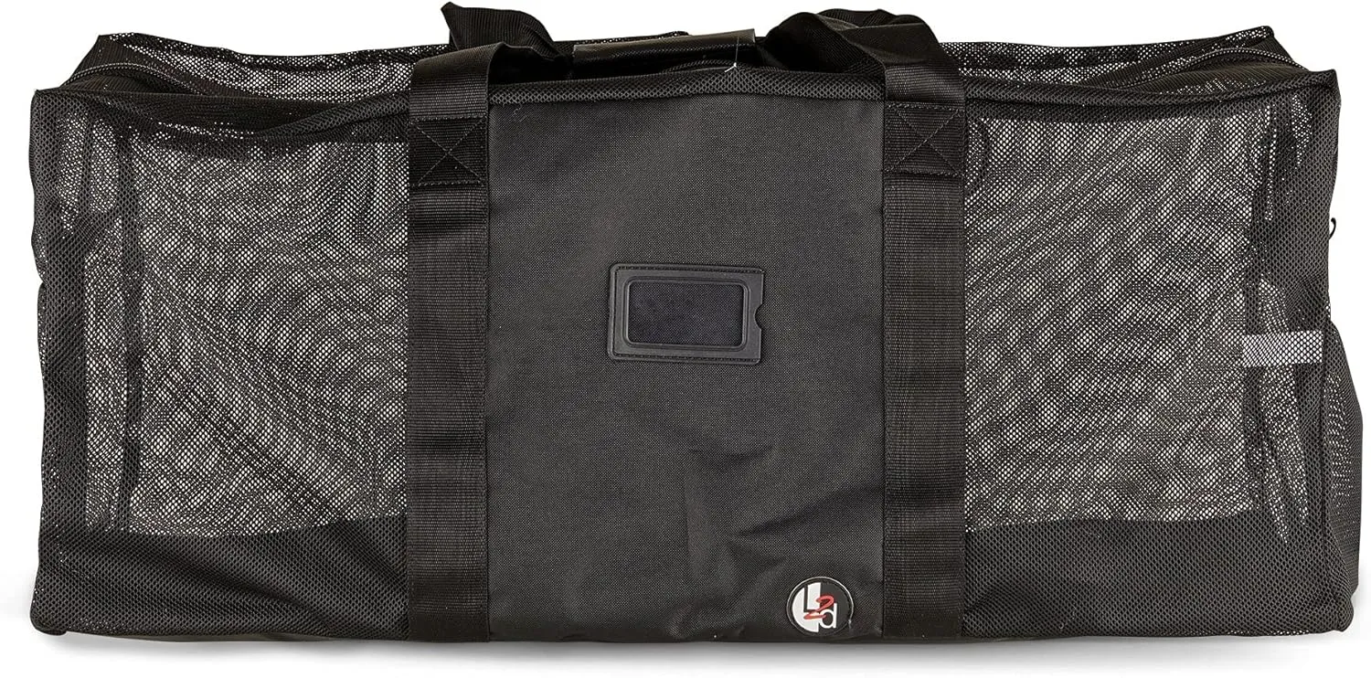 LINE2design Heavy Duty Firefighter Mesh Turnout Gear Bag - Safety Fire Gear Bag with an All Impervious Bottom Rescue Equipment Large Bag with Shoulder Strap - Black