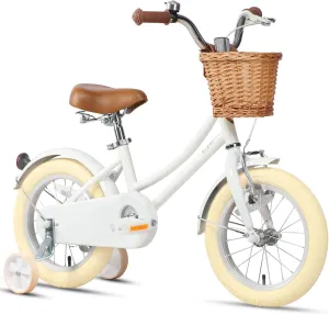 Little Molly 12-20 Inch Kids Bike, Retro Cruiser Girls Bike for Toddlers and Children Ages 2-13 Years, ‎Kids Bicycle with Wicker Basket & Training Wheels/Kickstand, Multiple Colors