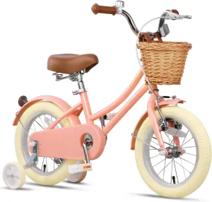 Little Molly 12-20 Inch Kids Bike, Retro Cruiser Girls Bike for Toddlers and Children Ages 2-13 Years, ‎Kids Bicycle with Wicker Basket & Training Wheels/Kickstand, Multiple Colors