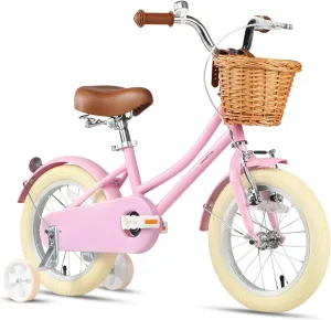 Little Molly 12-20 Inch Kids Bike, Retro Cruiser Girls Bike for Toddlers and Children Ages 2-13 Years, ‎Kids Bicycle with Wicker Basket & Training Wheels/Kickstand, Multiple Colors