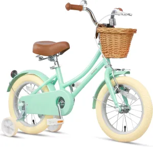 Little Molly 12-20 Inch Kids Bike, Retro Cruiser Girls Bike for Toddlers and Children Ages 2-13 Years, ‎Kids Bicycle with Wicker Basket & Training Wheels/Kickstand, Multiple Colors
