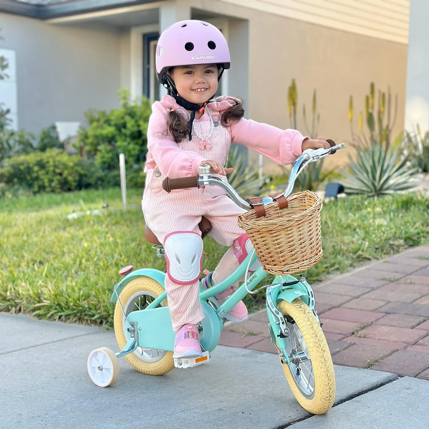 Little Molly 12-20 Inch Kids Bike, Retro Cruiser Girls Bike for Toddlers and Children Ages 2-13 Years, ‎Kids Bicycle with Wicker Basket & Training Wheels/Kickstand, Multiple Colors