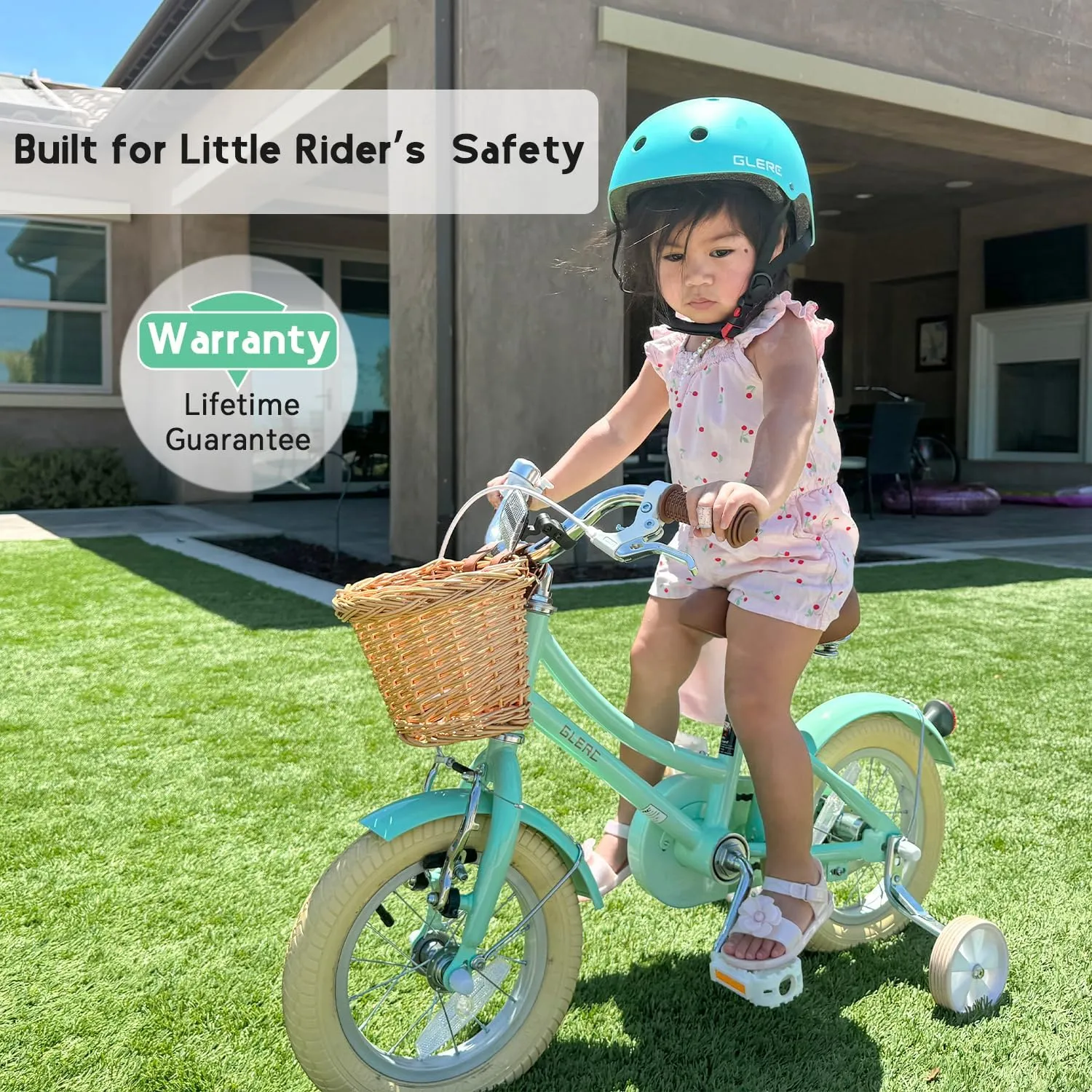 Little Molly 12-20 Inch Kids Bike, Retro Cruiser Girls Bike for Toddlers and Children Ages 2-13 Years, ‎Kids Bicycle with Wicker Basket & Training Wheels/Kickstand, Multiple Colors