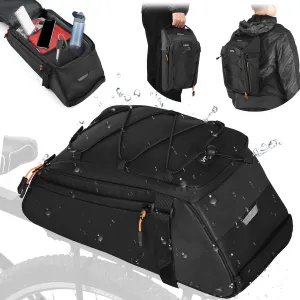 Lixada 10L Reflective Bicycle Rear Rack Bag 4-in-1 Waterproof Bike Saddle Bag Bike Rear Rack Pouch with Shoulder Strap Cycling Bicycle Saddle Panniers Lightweight Compact for Traveling Commuting