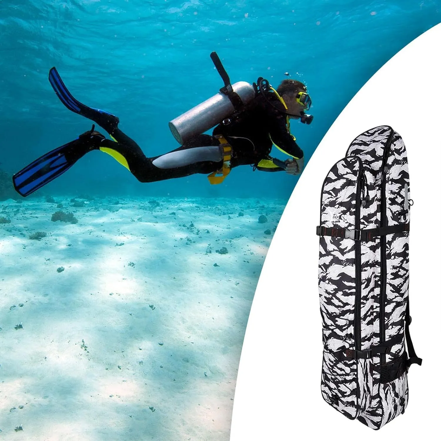 Long Fins Backpack, Practical Snorkeling Equipment Bag, Fins Storage Bag, Diving Equipment Bag for Beach, Swimming