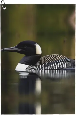 Loon Nature Bird Print Fashion Golf Towel Golf Bag Accessory, for Men and Women with Carabiner Clip
