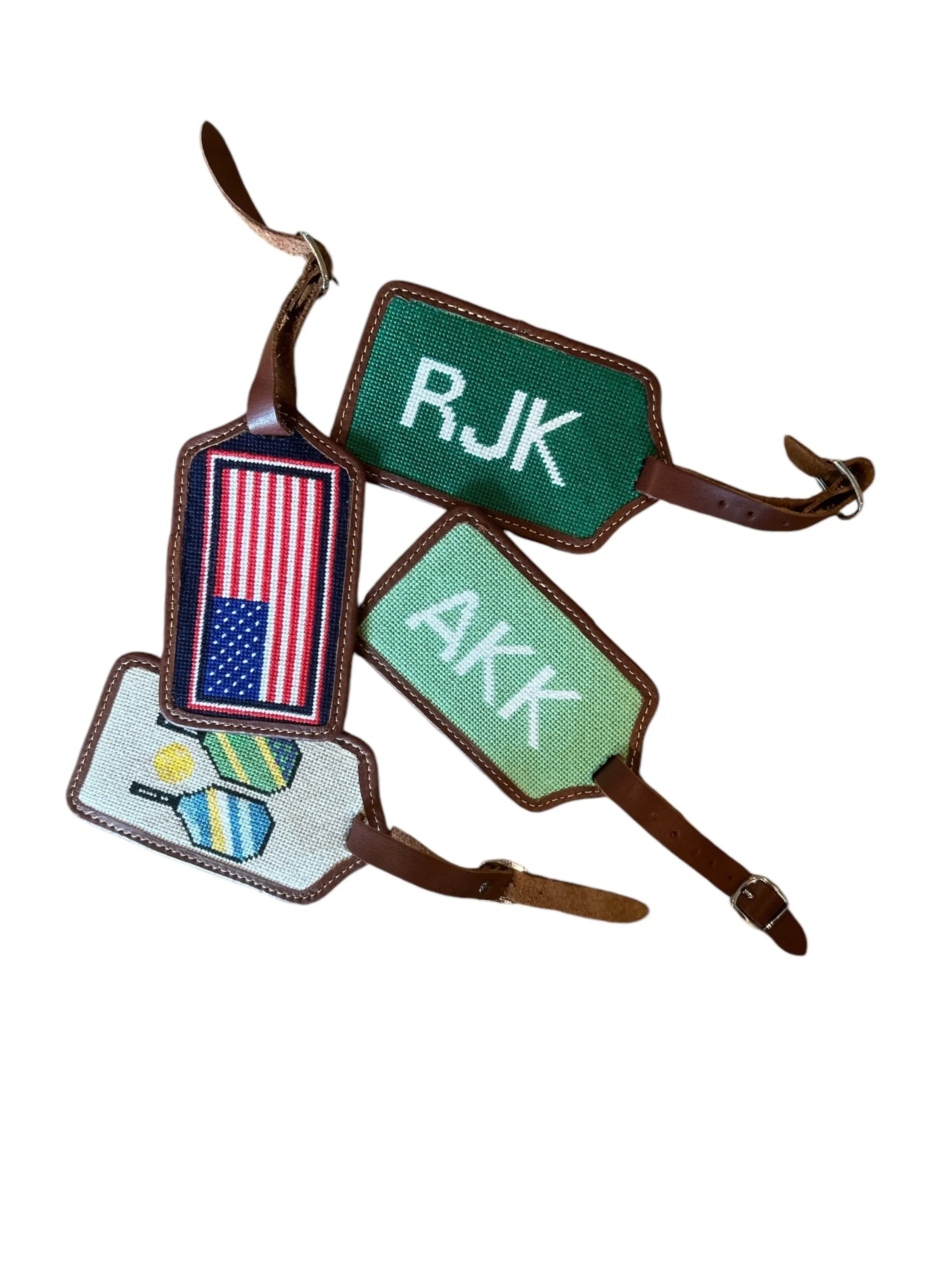 Luggage Tags – Stylish & Practical Needlepoint Luggage Tag- Golf Cart Design