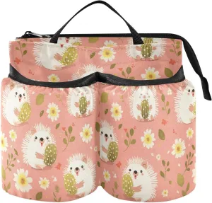 Luggage Water Bottle Holder Unique Hedgehogs Cute Cartoon Bag Drink Holder Two Cup Holder for World Travelers