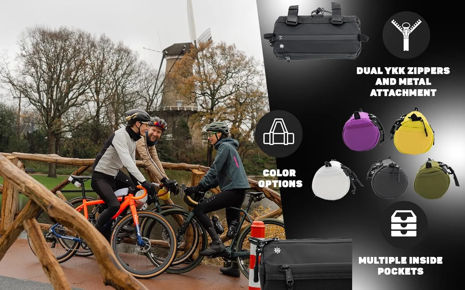 Lumiere & Co. Bike Handlebar Bag, Bike Bag, Bicycle Handlebar Bag, Bike Front Bag, Mountain Bike Storage, Bicycle Accessories, Handlebar Bags, Small Bike Bag, Road Bike Bag (Black, Large)