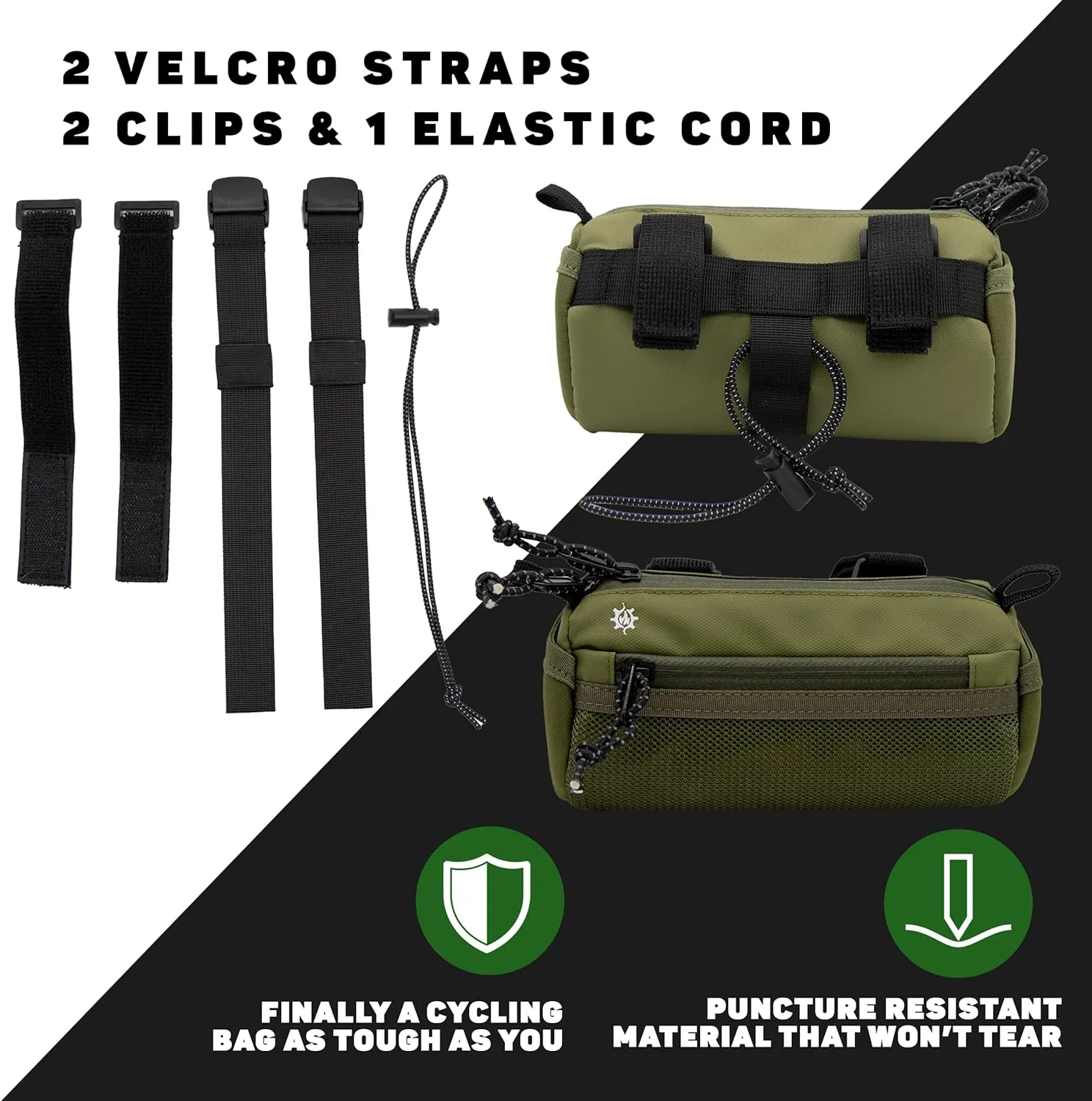 Lumiere & Co. Bike Handlebar Bag, Bike Bag, Bicycle Handlebar Bag, Bike Front Bag, Mountain Bike Storage, Bicycle Accessories, Handlebar Bags, small bike bag, Road Bike Bag (Green, Small)
