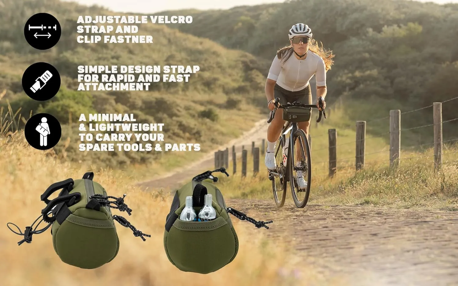 Lumiere & Co. Bike Handlebar Bag, Bike Bag, Bicycle Handlebar Bag, Bike Front Bag, Mountain Bike Storage, Bicycle Accessories, Handlebar Bags, small bike bag, Road Bike Bag (Green, Small)