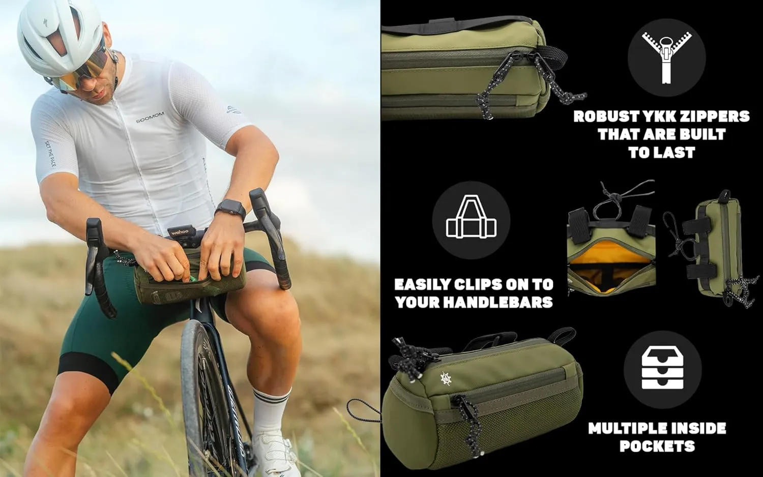 Lumiere & Co. Bike Handlebar Bag, Bike Bag, Bicycle Handlebar Bag, Bike Front Bag, Mountain Bike Storage, Bicycle Accessories, Handlebar Bags, small bike bag, Road Bike Bag (Green, Small)