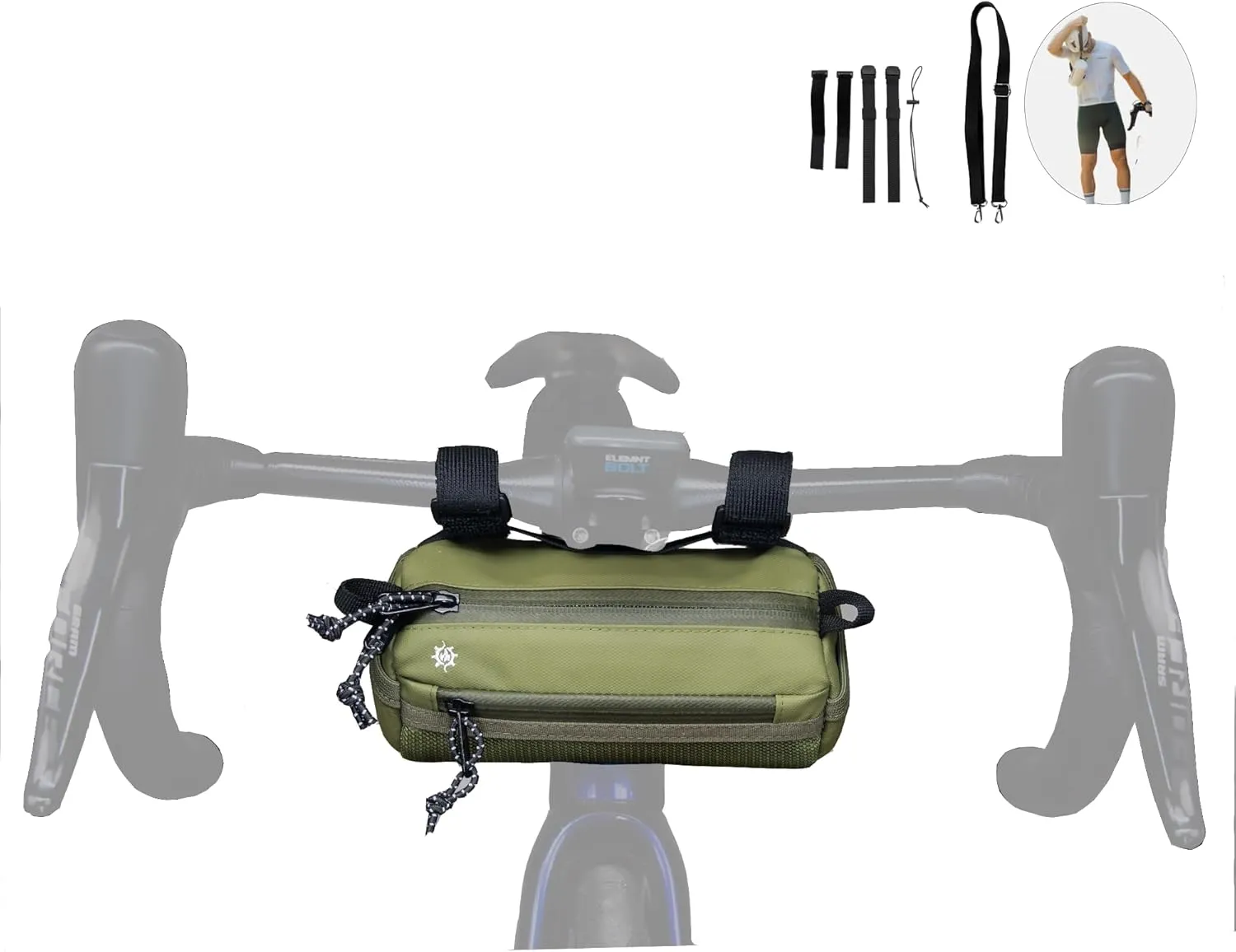Lumiere & Co. Bike Handlebar Bag, Bike Bag, Bicycle Handlebar Bag, Bike Front Bag, Mountain Bike Storage, Bicycle Accessories, Handlebar Bags, small bike bag, Road Bike Bag (Green, Small)