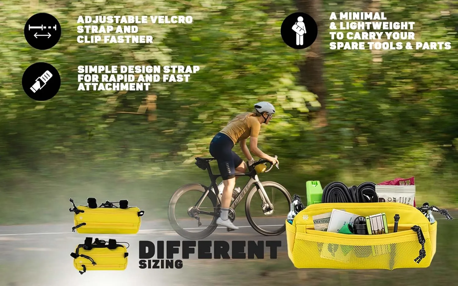 Lumiere & Co. Bike Handlebar Bag, Bike Bag, Bicycle Handlebar Bag, Bike Front Bag, Mountain Bike Storage, Bicycle Accessories, Handlebar Bags, small bike bag, Road Bike Bag (Yellow, Medium)