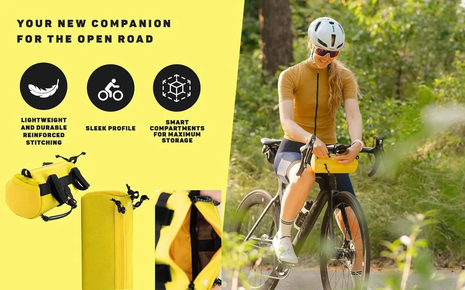 Lumiere & Co. Bike Handlebar Bag, Bike Bag, Bicycle Handlebar Bag, Bike Front Bag, Mountain Bike Storage, Bicycle Accessories, Handlebar Bags, small bike bag, Road Bike Bag (Yellow, Medium)