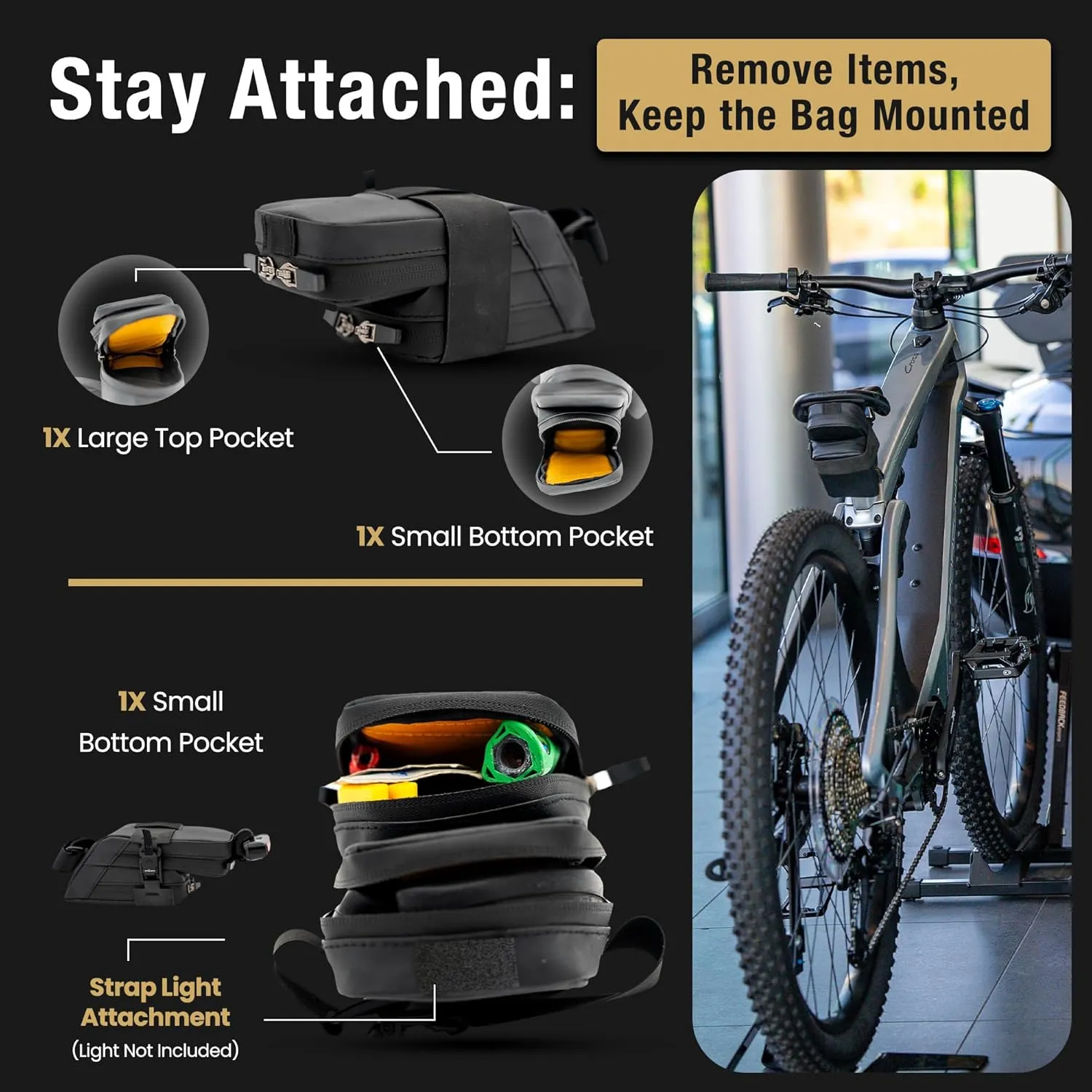 Lumiere & Co. Magnetic Quick-Release Bike Saddle Bag – Double Compartment, Low-Profile Brick Design, Designed with Fidlock's Magnetic Black V Buckle Attachment System, Mach X (Red)