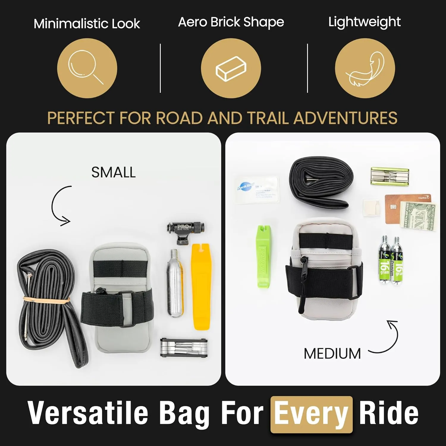 Lumiere & Co. Road Bike Saddle Bag, Bike Bag, Mountain Bike Saddle Bag, Small Bike Seat Bags, Bike Under Seat Bag, Bicycle accessories, Bike Bags, Bike Seat Bag,