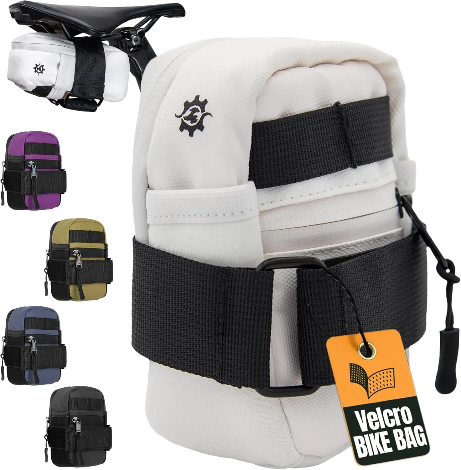 Lumiere & Co. Velcro Bike Saddle Bag, Reinforced stitiching and brick style shape for easy pack and multiple exterior pockets for organized storage