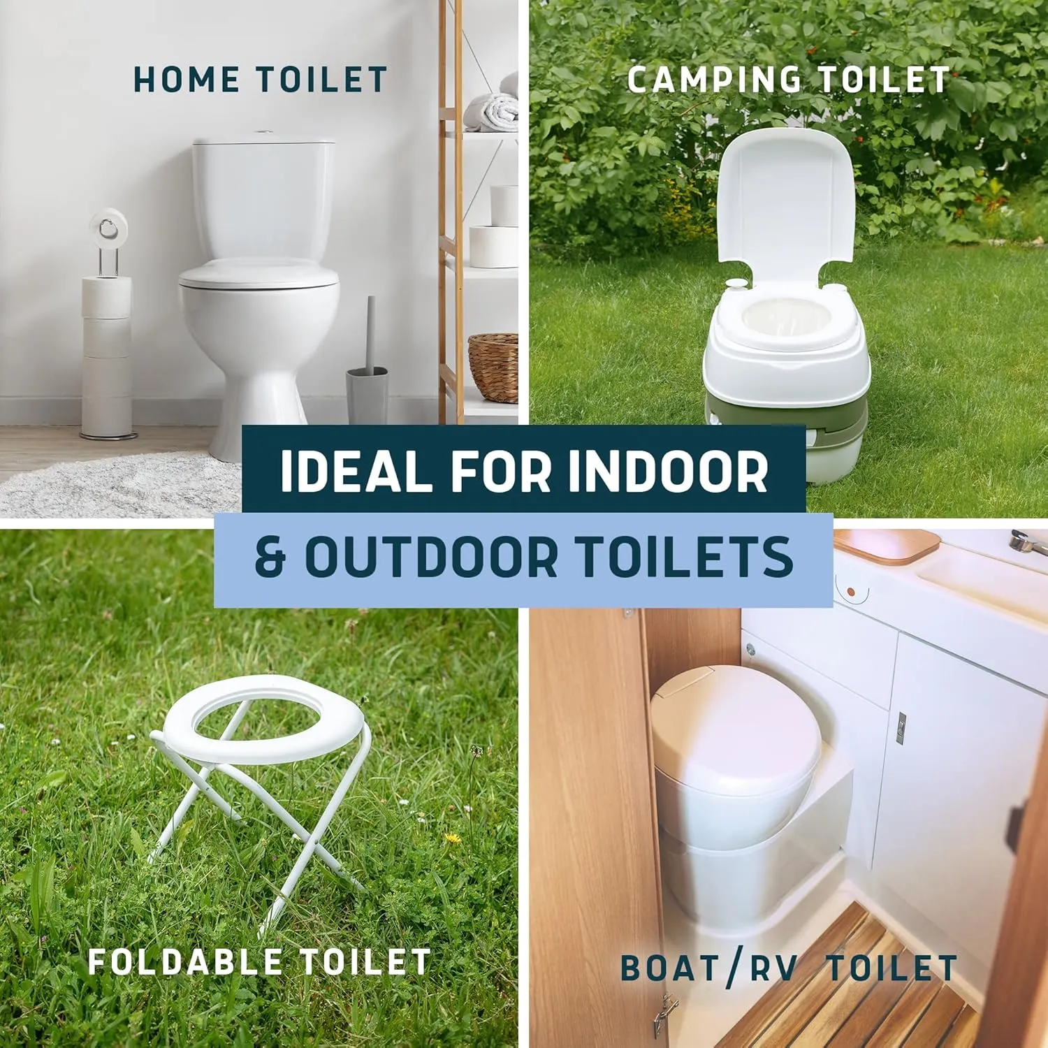 Lunderg Toilet Liners with Super Absorbent Pads - Value Pack 50 Count Universal Fit - Disposable Toilet Bags to Convert any Home, Boat or Camping WC into a Dry Flush - Emergency must have
