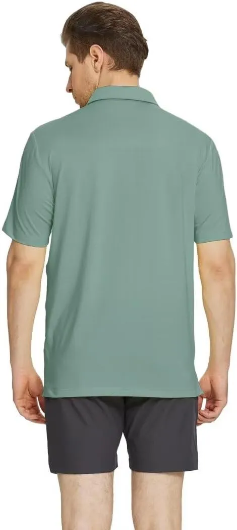 M MAELREG Golf Polo Shirts for Men Short Sleeve Dry Fit Solid Moisture Wicking Casual Performance Collared Mens Polo Shirts