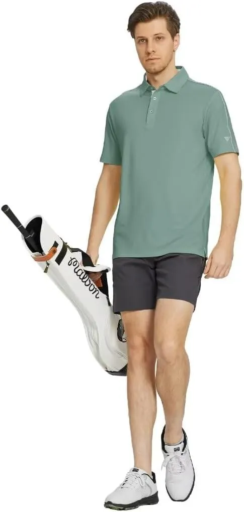 M MAELREG Golf Polo Shirts for Men Short Sleeve Dry Fit Solid Moisture Wicking Casual Performance Collared Mens Polo Shirts
