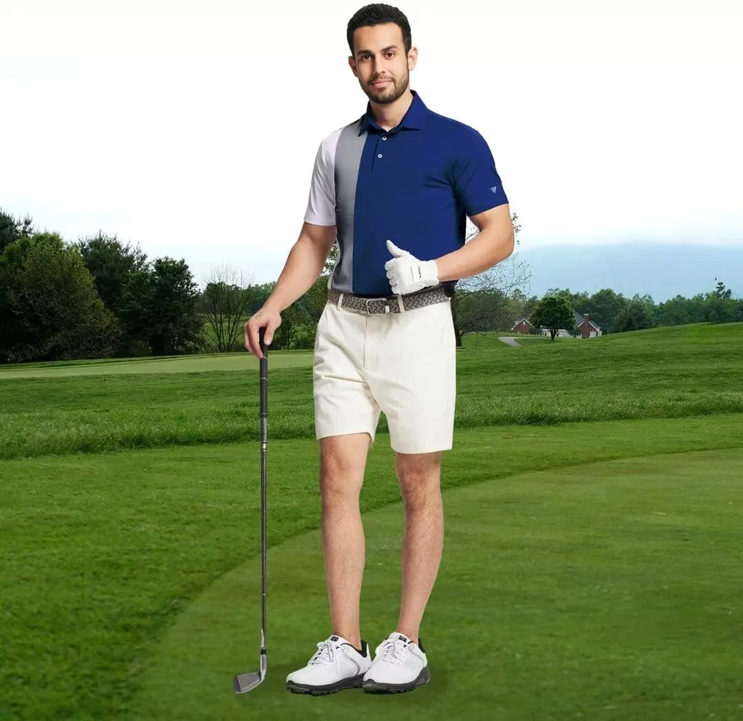 M MAELREG Mens Golf Polo Shirts Short Sleeve Dry Fit Casual Performance Moisture Wicking Color Block Polo Shirts for Men
