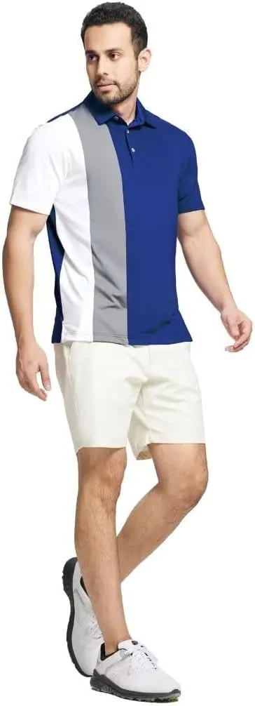M MAELREG Mens Golf Polo Shirts Short Sleeve Dry Fit Casual Performance Moisture Wicking Color Block Polo Shirts for Men
