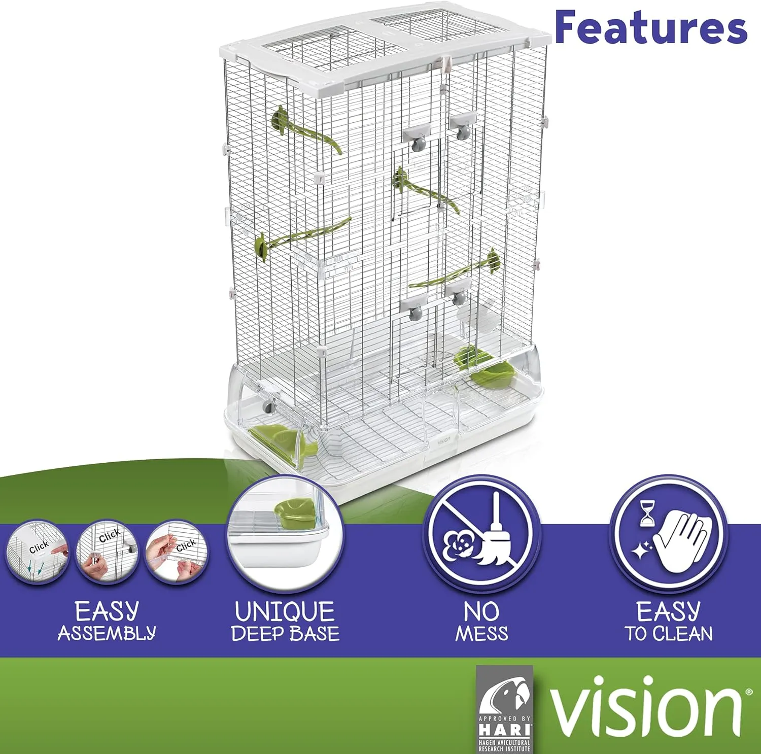 M02 Wire Bird Cage, Bird Home for Parakeets, Finches and Canaries, Tall Medium