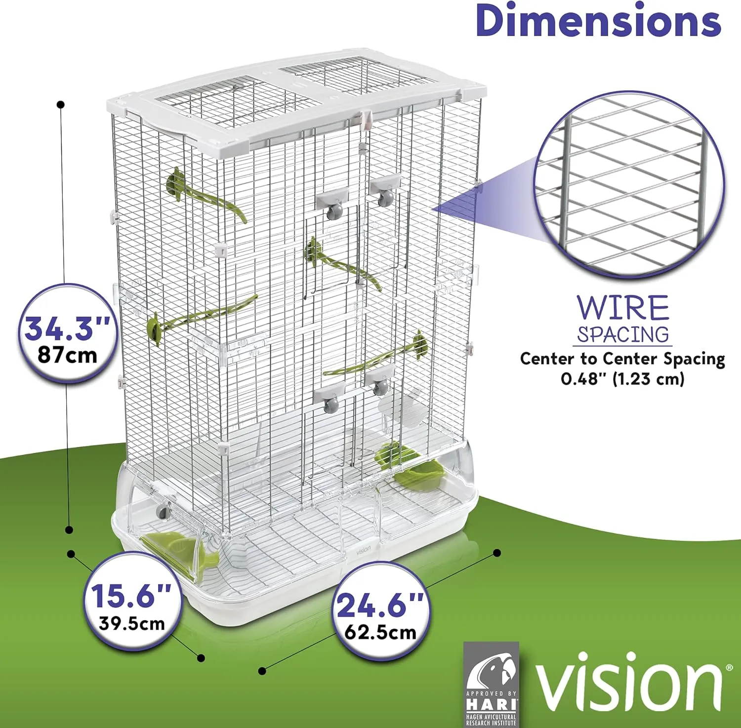 M02 Wire Bird Cage, Bird Home for Parakeets, Finches and Canaries, Tall Medium