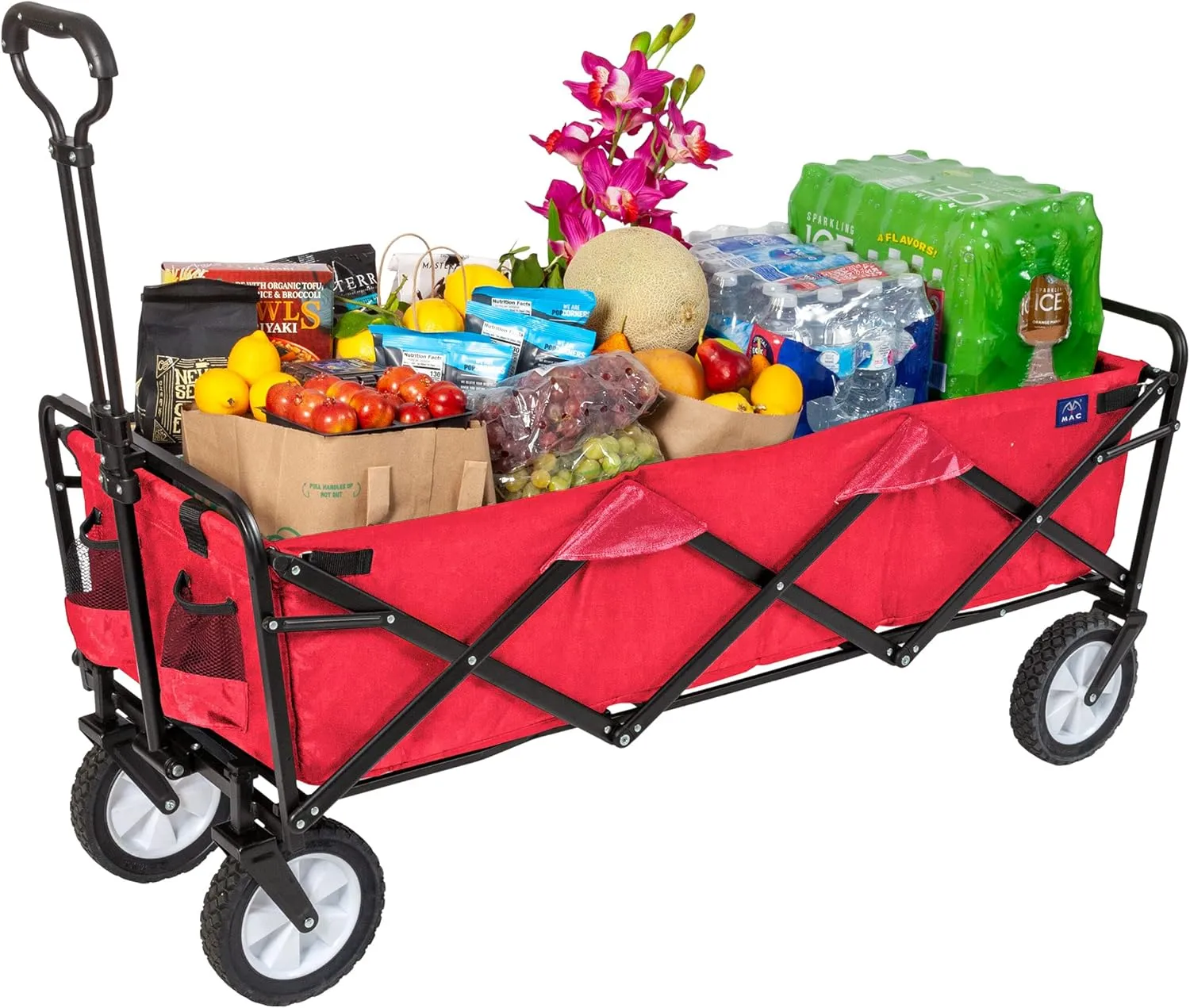 Mac Sports WTCX-201 Extended Collapsible Folding Outdoor Utility Wagon, Red