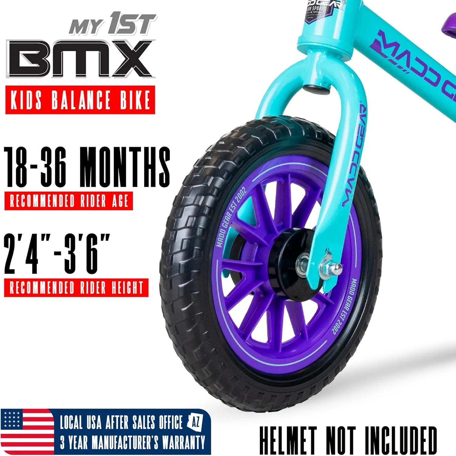 Madd Gear Balance Bike for Toddlers - 18 Month to 4 Years - No Pedal Lightweight Training Bicycles - Adjustable Seat and Maintenance Free 10 Inch Airless Tires - Great Birthday Gift