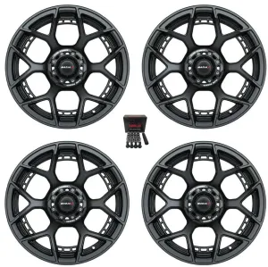 MadJax Evolution 15" Golf Cart Wheels/Rims Matte Black (3 4)