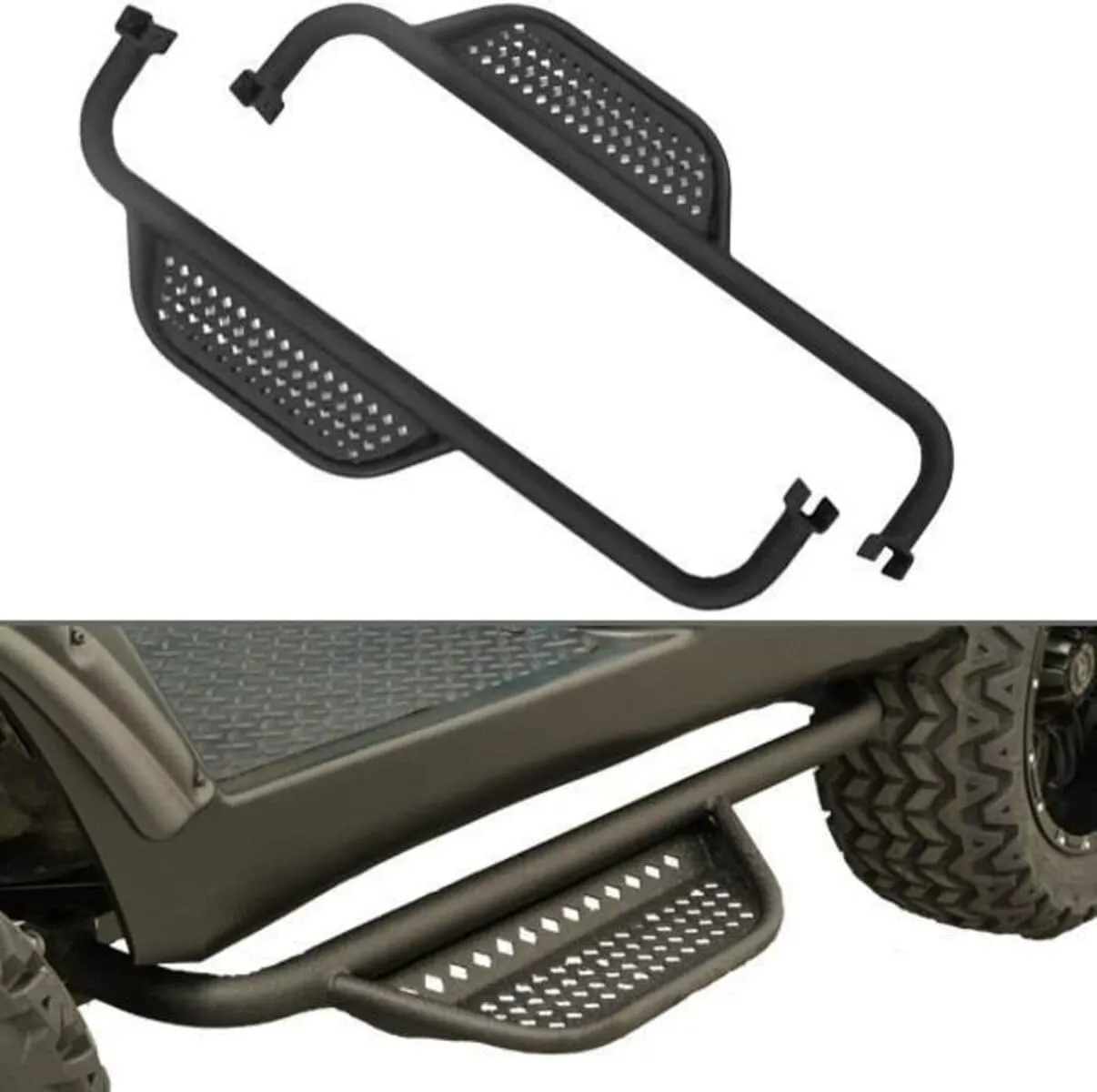 MADJAX Golf Cart Armor Nerf Bar Drop Down Side Step and Mounting Kit for Club Car Precedent | Black Matte Texture | Compatible with 2004-Up Precedent Models